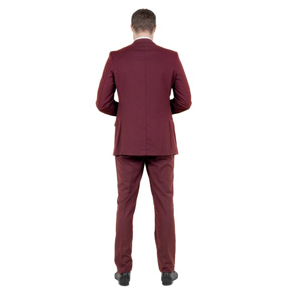 Azzuro's Premium Polyester Slim Fit 2pc Mens Suit, Burgundy - Picture 5 of 5